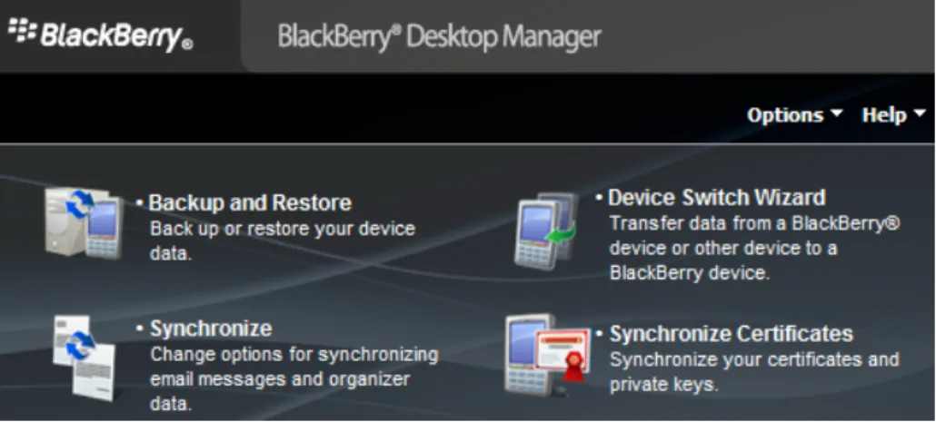 Figure 14: BlackBerry Desktop Manager