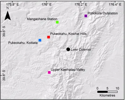 Table 3.1. Summary of data from climate stations closest to Lake Colenso, north-western Ruahine Range (National Institute of Water and Atmospheric research, 2011) 