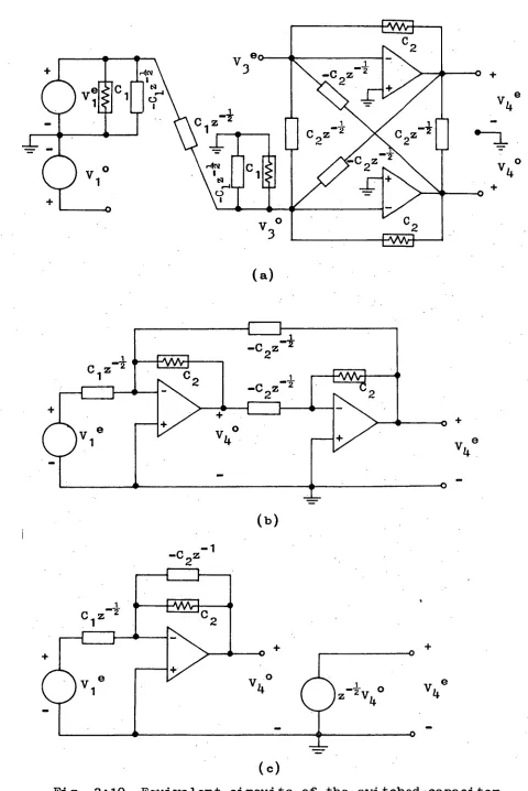 Fig. 2:10 Equivalent circuits of the switched-capacitor integrator in fig:  2:8. 