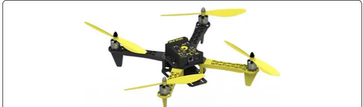 Fig. 1 We use drone from Erle Robotics [11] based on the ROS for delivering items. Erle-copter’s flight time is around 20 min with a 5000 mAh battery, and the drone is built to support a payload of up to 1 kg