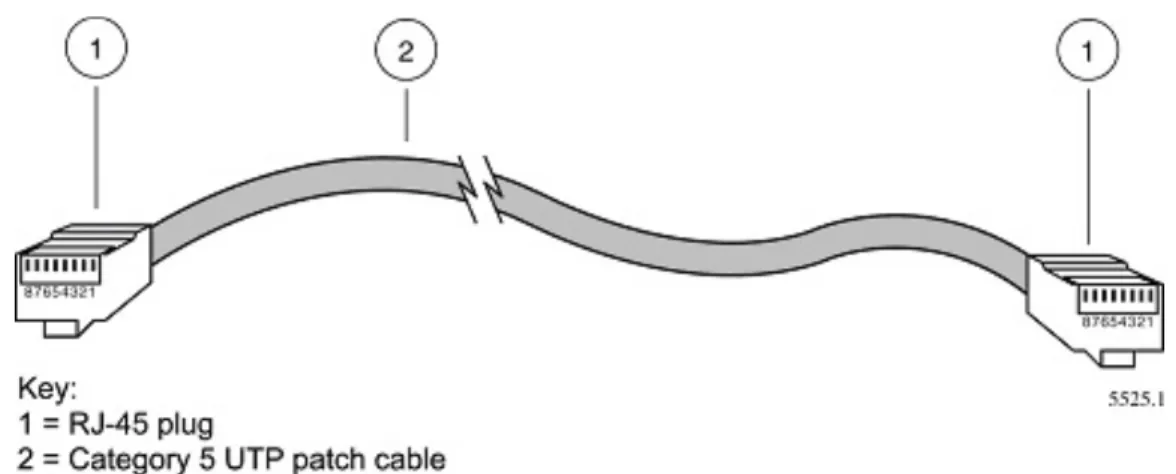 Figure B-6:   Category 5 UTP Cable with Male RJ-45 Plug at Each End