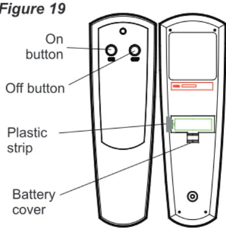 Figure 19 Off button On button Battery  cover Plastic strip