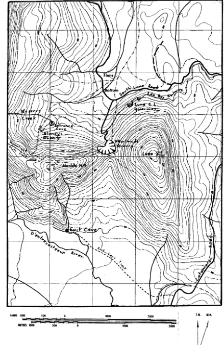 FIG. 1:3 Map of Marble Hill area. Contour interval is 50 feet. Most railways and tramwa~~ 