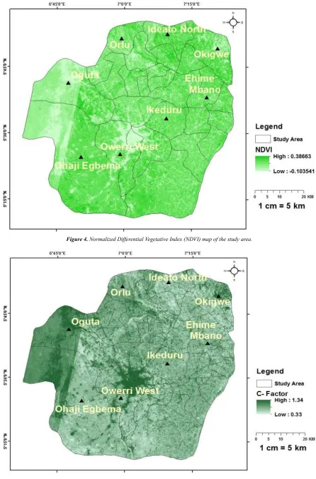 Figure 5. Cover Management Factor (C) Map of the Study Area. 
