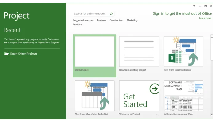 Figure 2 – Project 2013 Start Screen 