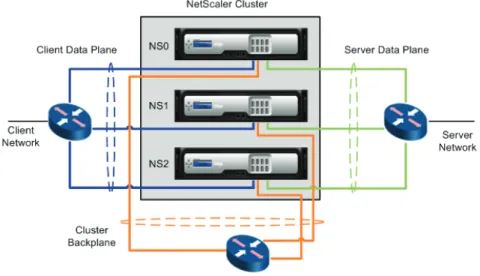 Figure 1 shows the logical grouping of the physical connections that form the client  data plane, server data plane and cluster backplane.