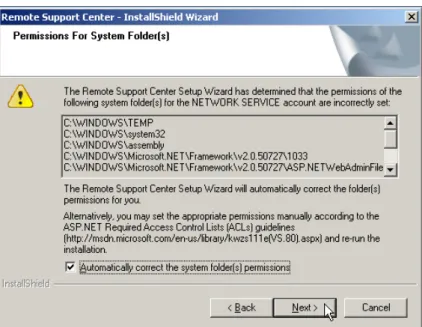 Figure 5: Permissions correction and validation.
