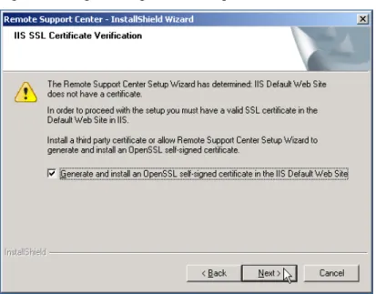 Figure 6: Autogenerating and installing certificate on IIS.