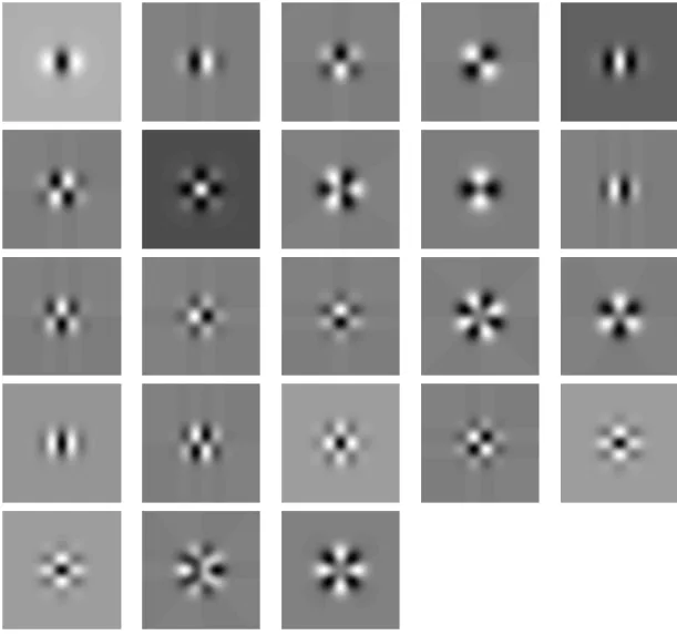 Figure 7: Basis functions that steer (4 x 2 ; 2)exp ; ( x 2 + y 2 )] under x y; translation and rotation