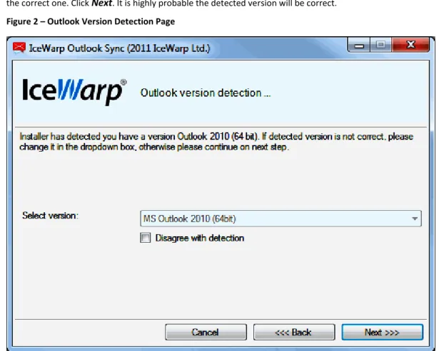 Figure 2 – Outlook Version Detection Page 