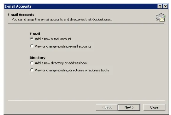Figure 2.6 Account settings — creation of new account