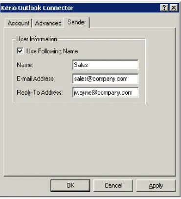 Figure 2.11 Account settings — sender information settings