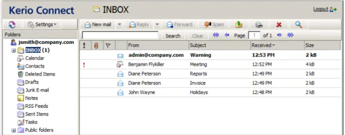 Figure 1.18 The Inbox email folder