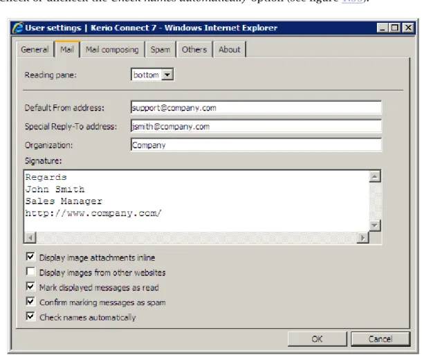 Figure 1.33 Settings — Automatic checks for addresses