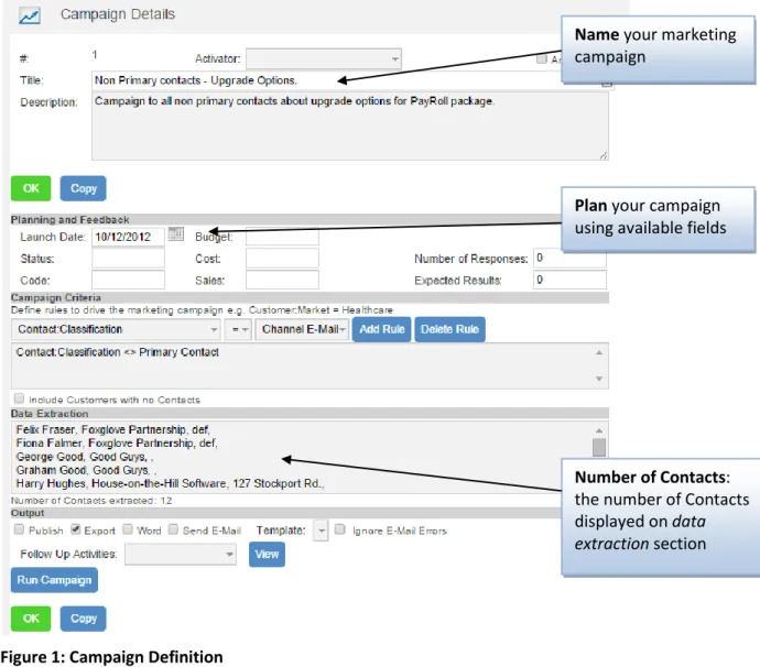 Figure 1: Campaign Definition 