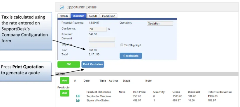 Figure 13: Sales Opportunity Quotation Tab 