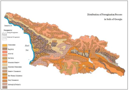 Figure 3. Distribution of Ferrugination Process in Soils of Georgia. 
