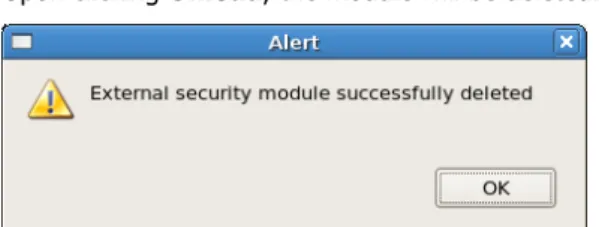 Figure 25: External security module successfully deleted 