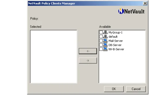 Figure 8-2:  Select the Clients/Client Groups on which you want to implement the policy