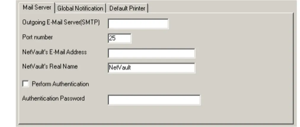 Figure 13-2:  Mail server configuration for email notification method