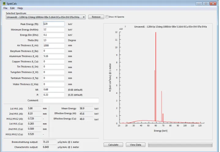 Figure 1: SpekCalc graphical user interface.