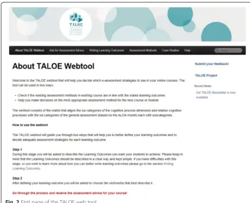 Fig. 2 First page of the TALOE web tool