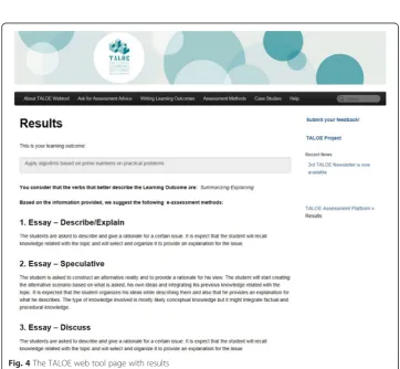 Fig. 3 Describing the learning outcome in the TALOE web tool