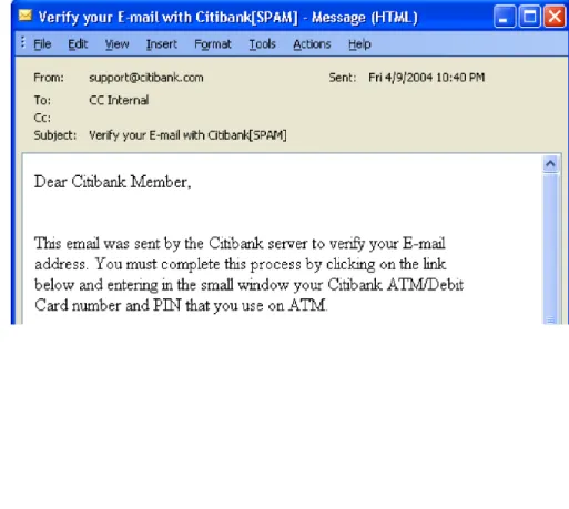 Figure 1:  Email  Spoofing the Citibank 