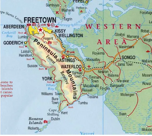 Figure 1. Map of Freetown Source: maps. Google.com 
