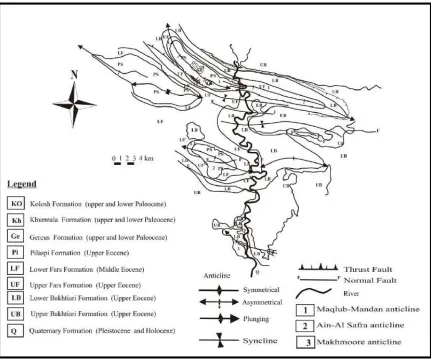 Fig 1.... (a) location of the study in tectonic sub division of Iraqi Kurdistan (by Numan 1997), (b) study area sub division into nineteen sub basins 