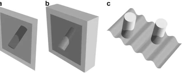 Fig. 4. Objects penetrating transparent surfaces. (a) The straight edges of the cylinder have higher contrast in the region where they are perceived to be