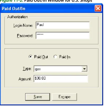 Table 11-1: U.S. Paid Out/In Window Settings (cont.)