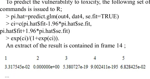 Figure 19. An Extract of the Result on Predicted Vulnerability to Toxicity. 