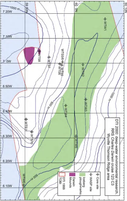 Figure 3. RRS Charles Darwin cruise 123, operations in Wyville Thomson Ridge area. 