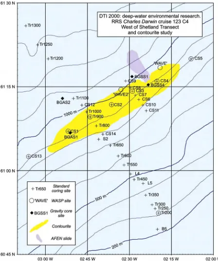 Figure 6. RRS Charles Darwin cruise 123, operations in West of Shetland area. 