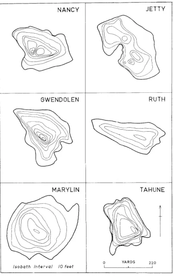 FIG. 4.--Isobathie Maps of the smaller cirque lakes. 