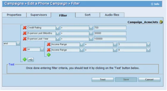 Figure 7: Campaigns, Sort Tab 