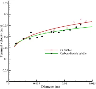 Figure 4. Comparison of CO2 and air bubble behavior in kerosene. 