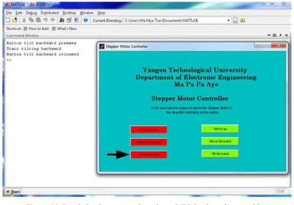 Figure 11. Result for the command window of ‘Tilt forward’ control key. 