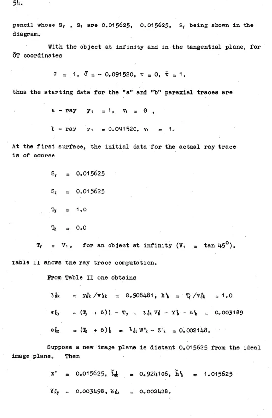 Table II shows the ray trace computation. 