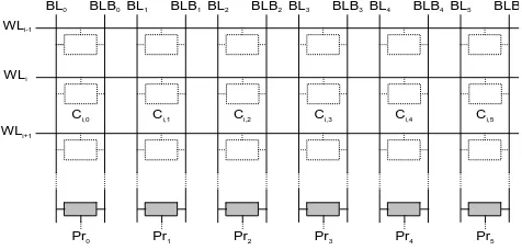 Figure 1: A portion of a cell array with pre-charge circuits 