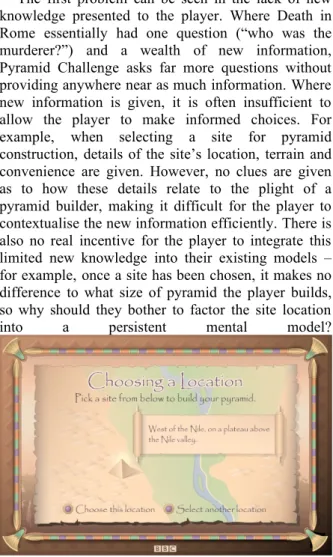 Figure 2 - Choosing a building site in "Pyramid Challenge" (taken from BBC Schools)