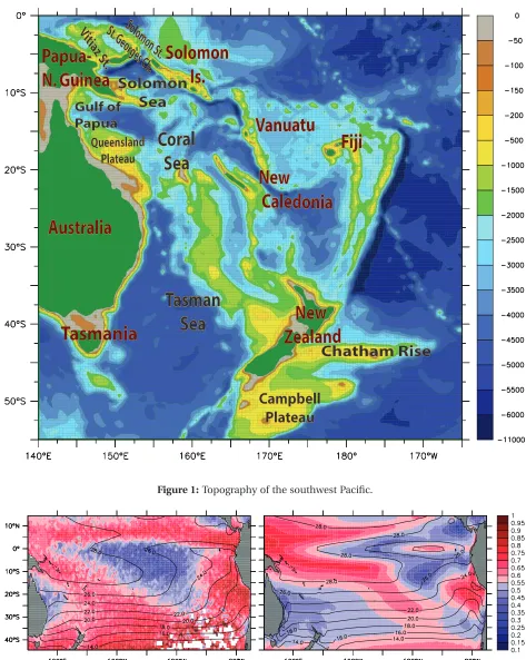 Figure 1: Topography of the southwest Paciﬁc.