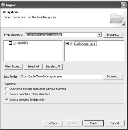 Figure 1.8: Importing the Java source code for StockQuote.java