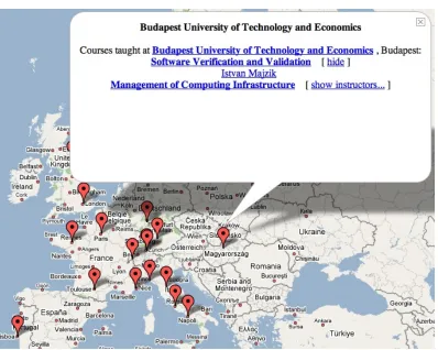 Figure 1.2 – Course locations and details screenshot  http://resist.ecs.soton.ac.uk/wiki/maps/courseware 