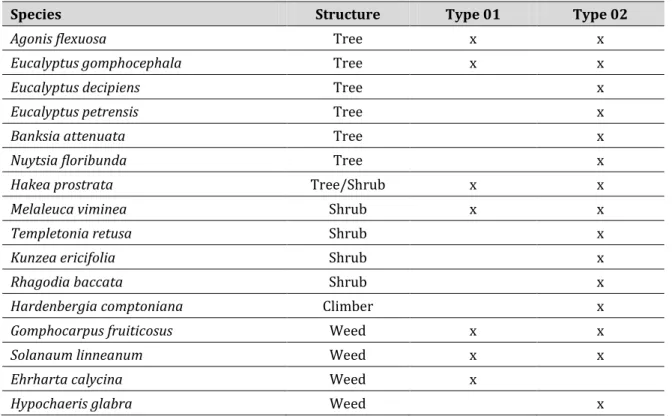 Table 3: List of Plant Species Recorded on Site 