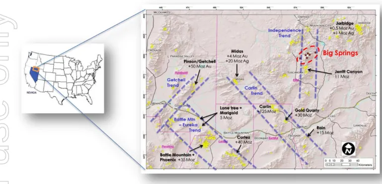 Figure 1:  Big Springs project location in Nevada, USA 