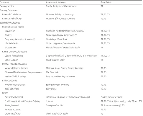 Table 1 Summary of Assessment Measures