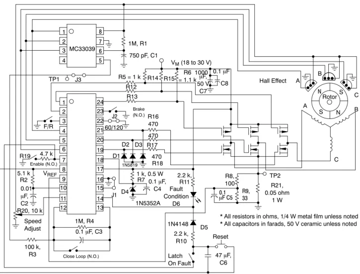 Figure 6. Typical 24 V Brushless Motor Drive (with 120 Degree Sensor Phasing)