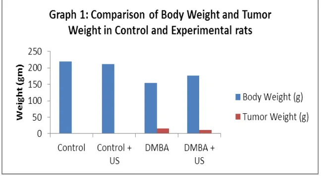 Table 1: Effect of Ultrasound therapy treatment on total body weight and tumor weight of control and DMBA treated rats